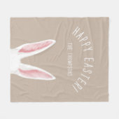 Couverture Polaire Minimal White Bunny Ears On Beige Happy Easter (Devant (Horizontal))
