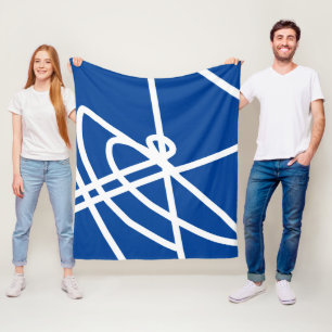 Couverture Polaire Minimalisme Abstrait Blanc Lignes Bleues Blanche