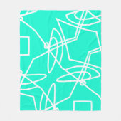 Couverture Polaire Minimalisme Abstrait Blanc Lignes Turquoise Blanch (Devant)