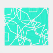 Couverture Polaire Minimalisme Abstrait Blanc Lignes Turquoise Blanch (Devant (Horizontal))