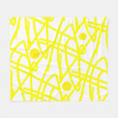 Couverture Polaire Minimalisme Abstrait Lignes jaunes Blanche (Devant (Horizontal))