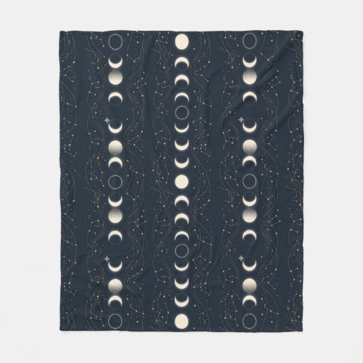 Couverture Polaire Minimalist Lunar Phases Pattern with Stars and Nig (Devant)