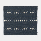 Couverture Polaire Minimalist Lunar Phases Pattern with Stars and Nig (Devant (Horizontal))