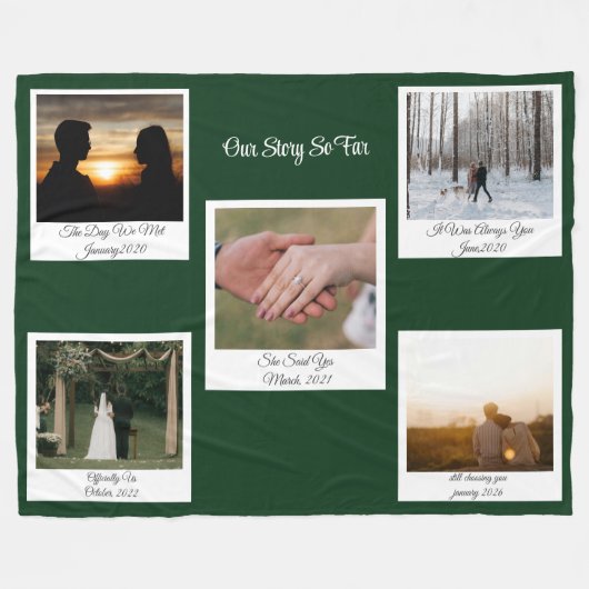 Couverture Polaire Minimalist Our Story Photo Timeline 5 Polaroid (Devant (Horizontal))