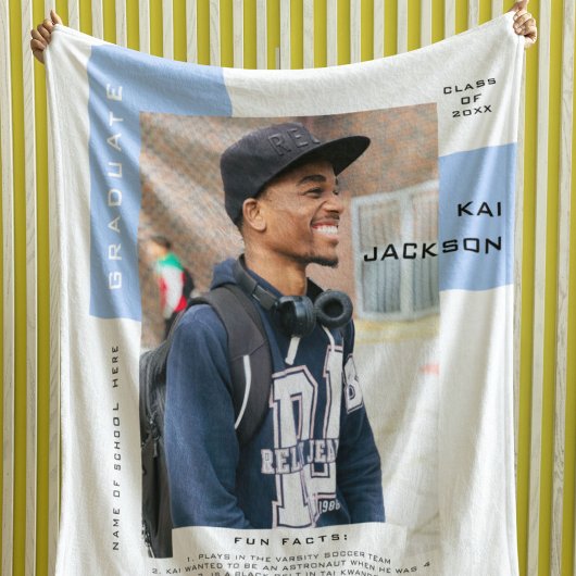 Couverture Polaire Minimaliste Photo Diplômée Fun Facts Keepsaké