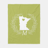 Couverture Polaire Minnesota State map wreath feuille monogramme (Devant)