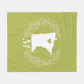 Couverture Polaire Minnesota State map wreath feuille monogramme (Devant (Horizontal))