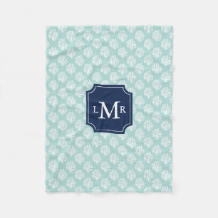 Couverture Polaire Mint Coral Reef Motif et Blue Monogram