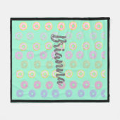 Couverture Polaire Mint Green Donut Nom personnalisé Medium Fleece Bl (Devant (Horizontal))