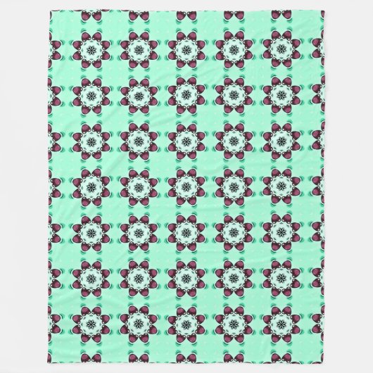 Couverture Polaire Mint green geometric mandala pattern  (Devant)