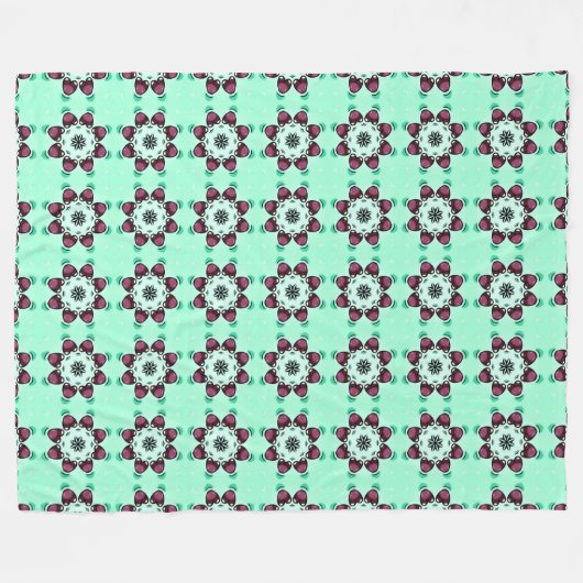 Couverture Polaire Mint green geometric mandala pattern (Devant (Horizontal))