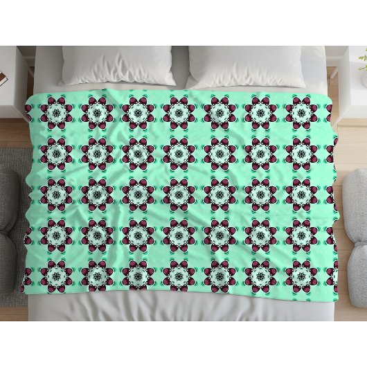 Couverture Polaire Mint green geometric mandala pattern 
