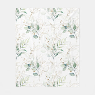 Couverture Polaire Mint Green Pastel Floral Greenery Motif