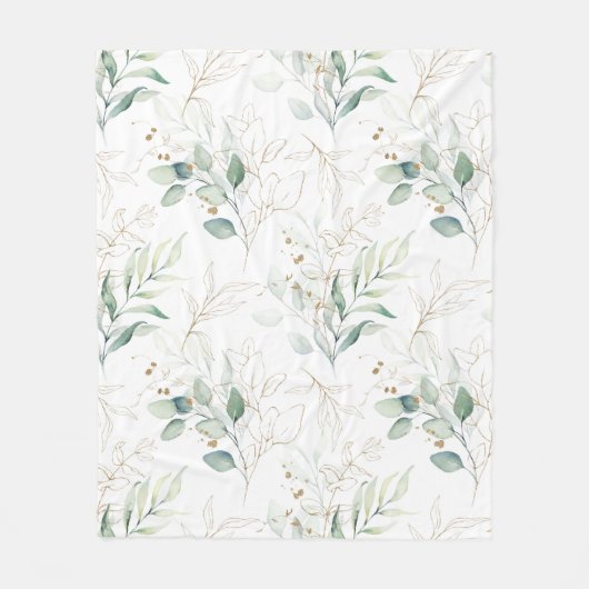 Couverture Polaire Mint Green Pastel Floral Greenery Motif (Devant)