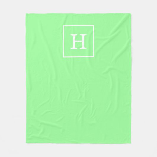 Couverture Polaire Mint Green White Framed Initial (Devant)