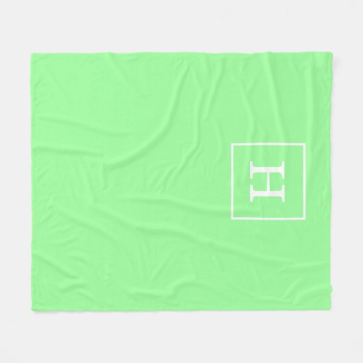 Couverture Polaire Mint Green White Framed Initial (Devant (Horizontal))