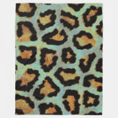 Couverture Polaire Mint Tease me turquoise Empreinte de léopard (Devant)