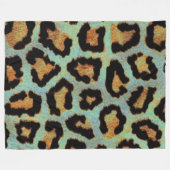 Couverture Polaire Mint Tease me turquoise Empreinte de léopard (Devant (Horizontal))