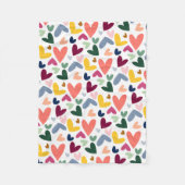 Couverture Polaire Mint Vert bleu rose Coeurs Bleus Motif d'art (Devant)