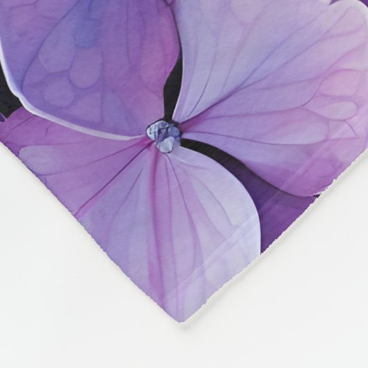 Couverture Polaire Minuit Jardin Violet Hydrangea Aquarelle (Coin)