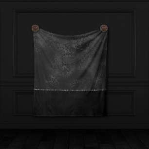 Couverture Polaire Minuit Onyx Romance   Black Satiny Grunge Damask
