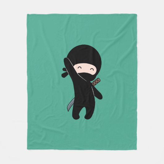 Couverture Polaire Minuscule Ninja heureux sur le vert foncé (Devant)