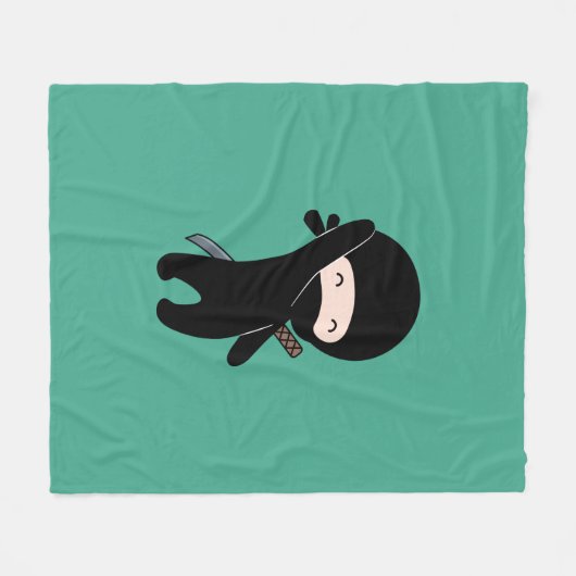 Couverture Polaire Minuscule Ninja heureux sur le vert foncé (Devant (Horizontal))