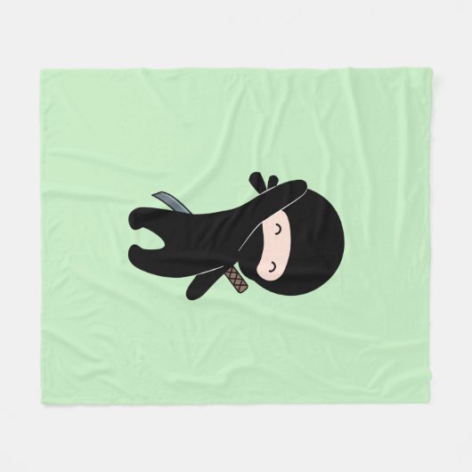 Couverture Polaire Minuscule Ninja heureux sur vert (Devant (Horizontal))