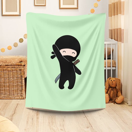 Couverture Polaire Minuscule Ninja heureux sur vert