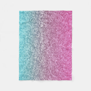 Couverture Polaire Miroitement brillant de rose et d'étincelle bleue