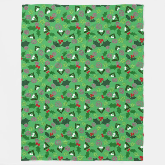 Couverture Polaire Mistletoe and Holly Winter Holiday (Devant)