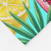 Couverture Polaire Mix-fruit tropical, fleurs et feuilles en bleu (Coin)
