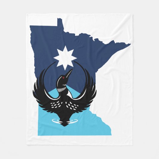 Couverture Polaire MN Loon Rising - Drapeau de l'État du MN (Devant)