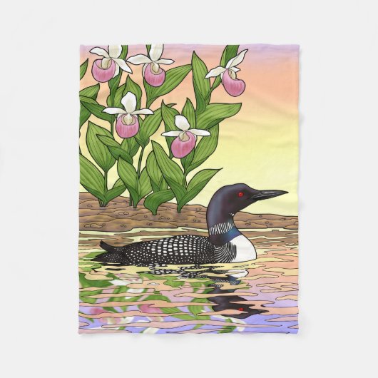 Couverture Polaire MN State Bird Flower Loon Lady Slipper (Devant)