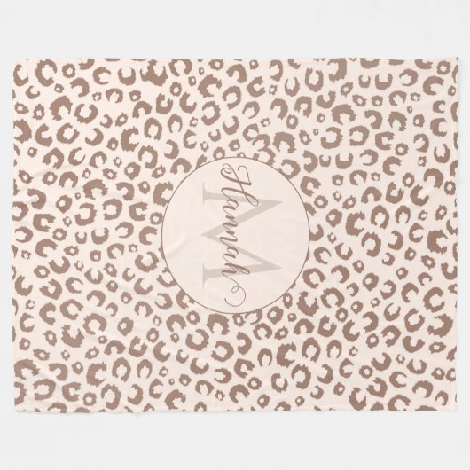 Couverture Polaire Mocha Mousse et crème Tan Leopard Motif (Devant (Horizontal))