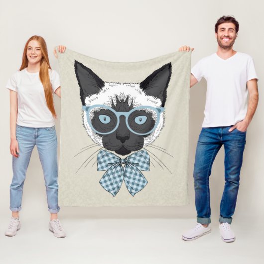 Couverture Polaire Mode Smart de chat siamois (En situation)
