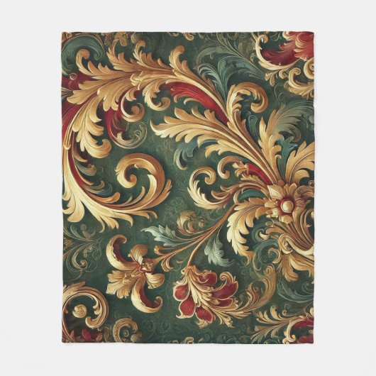 Couverture Polaire Modèle baroque Damas de luxe (Devant)