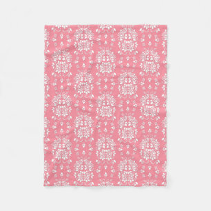 Couverture Polaire Modèle damask floral de roses roses et blanches