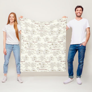 Couverture Polaire Modèle d'art en ligne botanique doré Momfulness