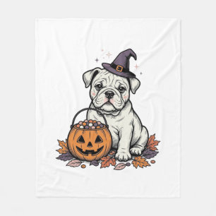 Couverture Polaire Modèle de citrouille bouledogue Halloween gravé vi
