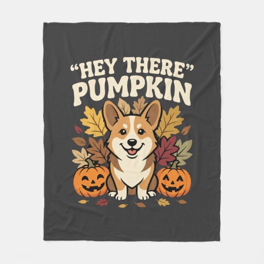 Couverture Polaire Modèle de Corgi Halloween Hey There Pumpkin (Devant)
