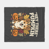 Couverture Polaire Modèle de Corgi Halloween Hey There Pumpkin (Devant (Horizontal))