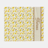 Couverture Polaire Modèle de fleurs sauvages jaunes Monogramme Nom (Devant (Horizontal))