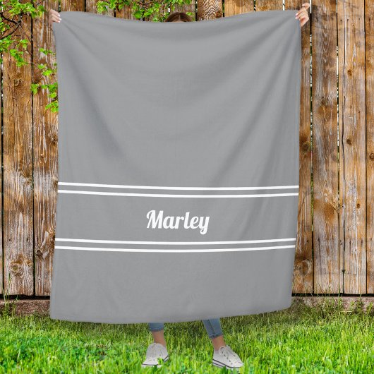 Couverture Polaire Modèle de monogramme de nom minimal gris moderne