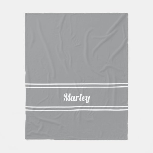 Couverture Polaire Modèle de script de monogramme de nom minimal gris (Devant)