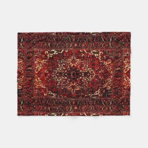 Couverture Polaire Modèle de tapis oriental en rouge foncé