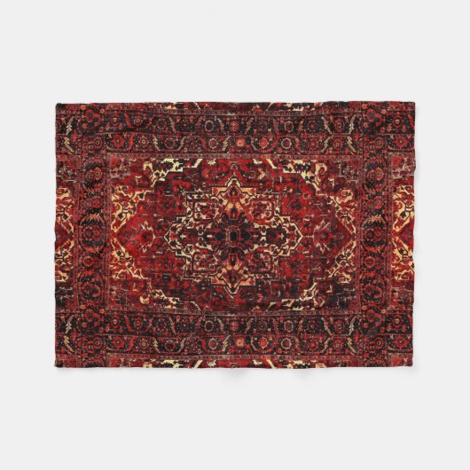 Couverture Polaire Modèle de tapis oriental en rouge foncé (Devant (Horizontal))