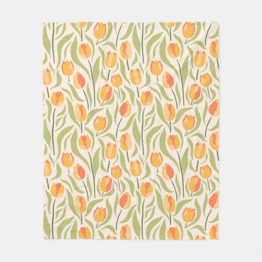 Couverture Polaire Modèle floral avec tulipes (Devant)