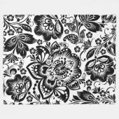 Couverture Polaire Modèle floral baroque noir et blanc (Devant (Horizontal))