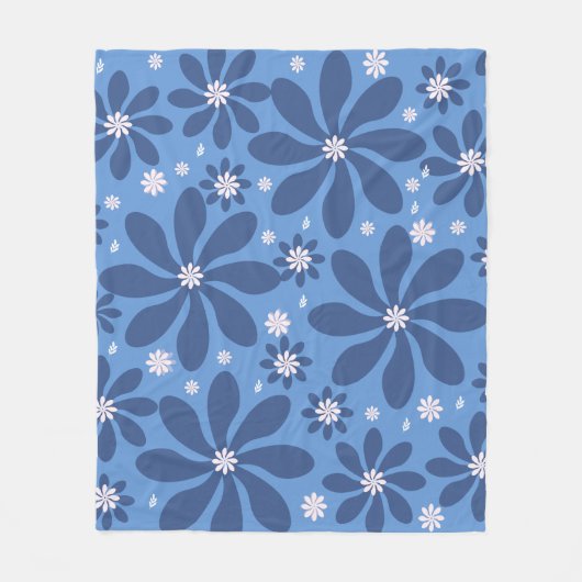 Couverture Polaire Modèle Floral Bleu - Accès Élégant (Devant)